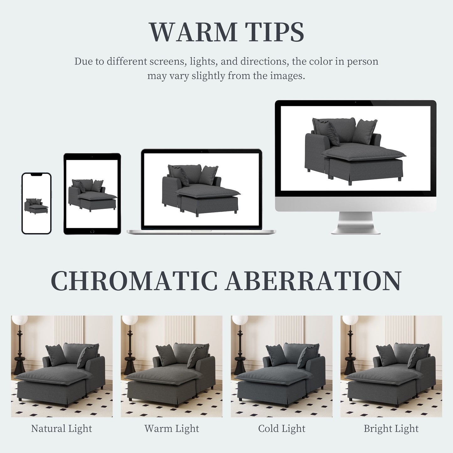 Oversized Chaise Lounge Chenille Single Sofa Bed Lazy Sleeper Armchair with Movable Ottoman for Living Room Bedroom