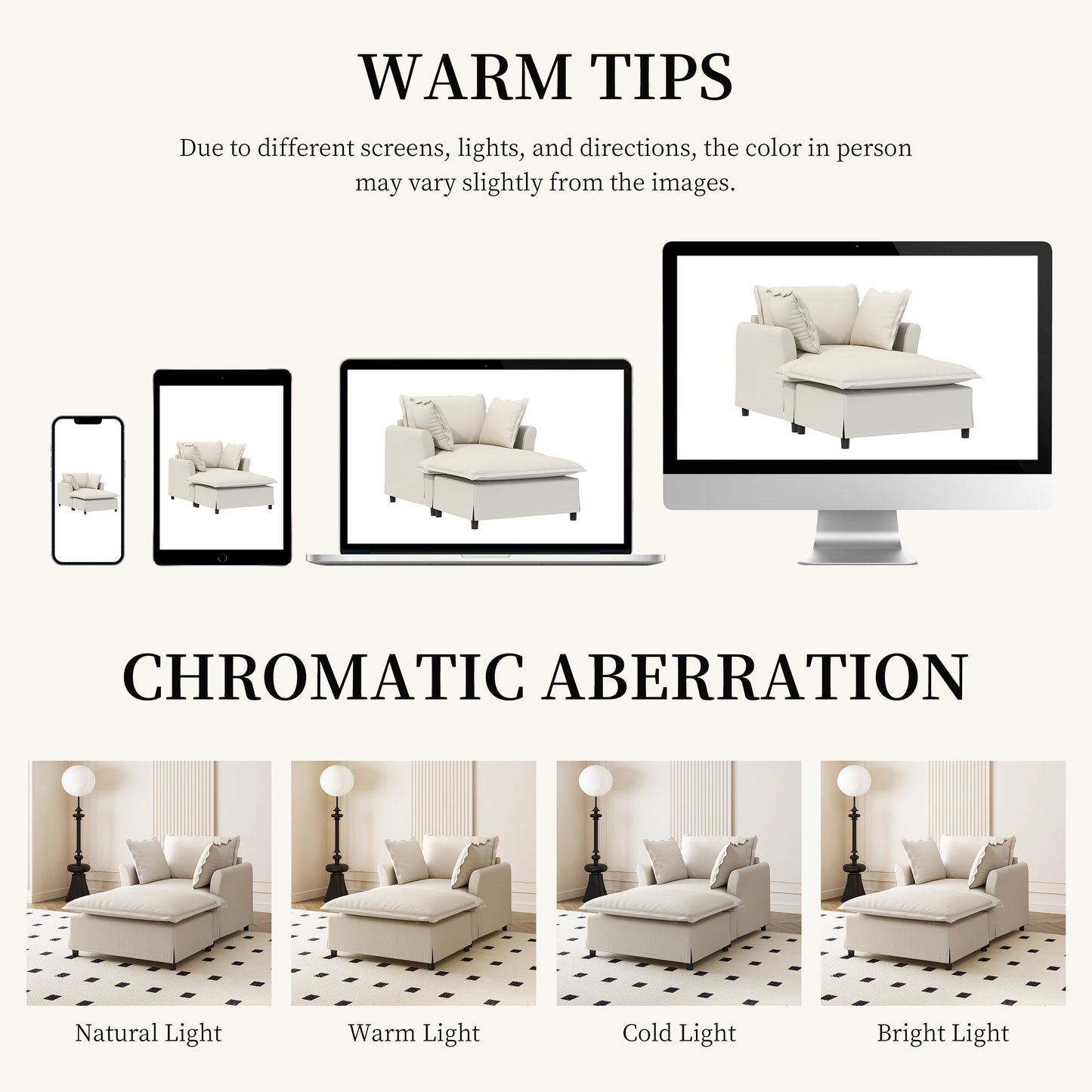 Oversized Chaise Lounge Chenille Single Sofa Bed Lazy Sleeper Armchair with Movable Ottoman for Living Room Bedroom