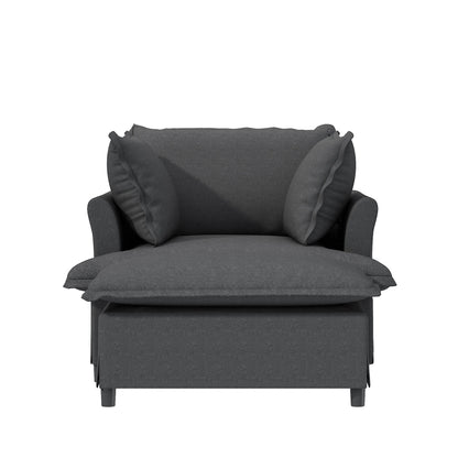 Oversized Chaise Lounge Chenille Single Sofa Bed Lazy Sleeper Armchair with Movable Ottoman for Living Room Bedroom