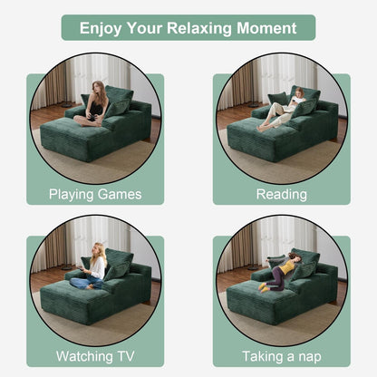 Oversized Chaise Lounge Cloud Couch Plush Corduroy Sleeper Sofa Daybed with Pillows for Living Room No Assembly
