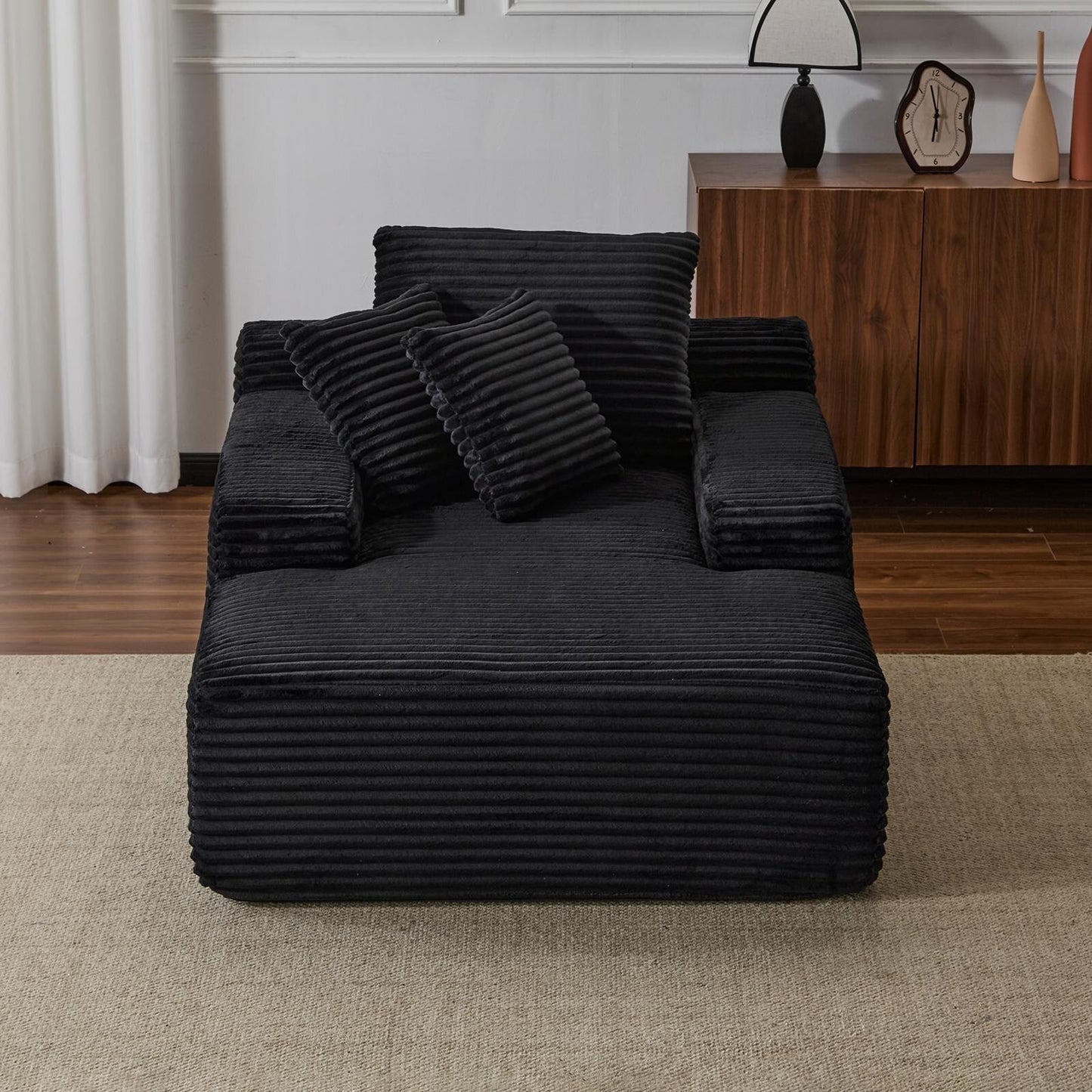Oversized Chaise Lounge Cloud Couch Plush Corduroy Sleeper Sofa Daybed with Pillows for Living Room No Assembly