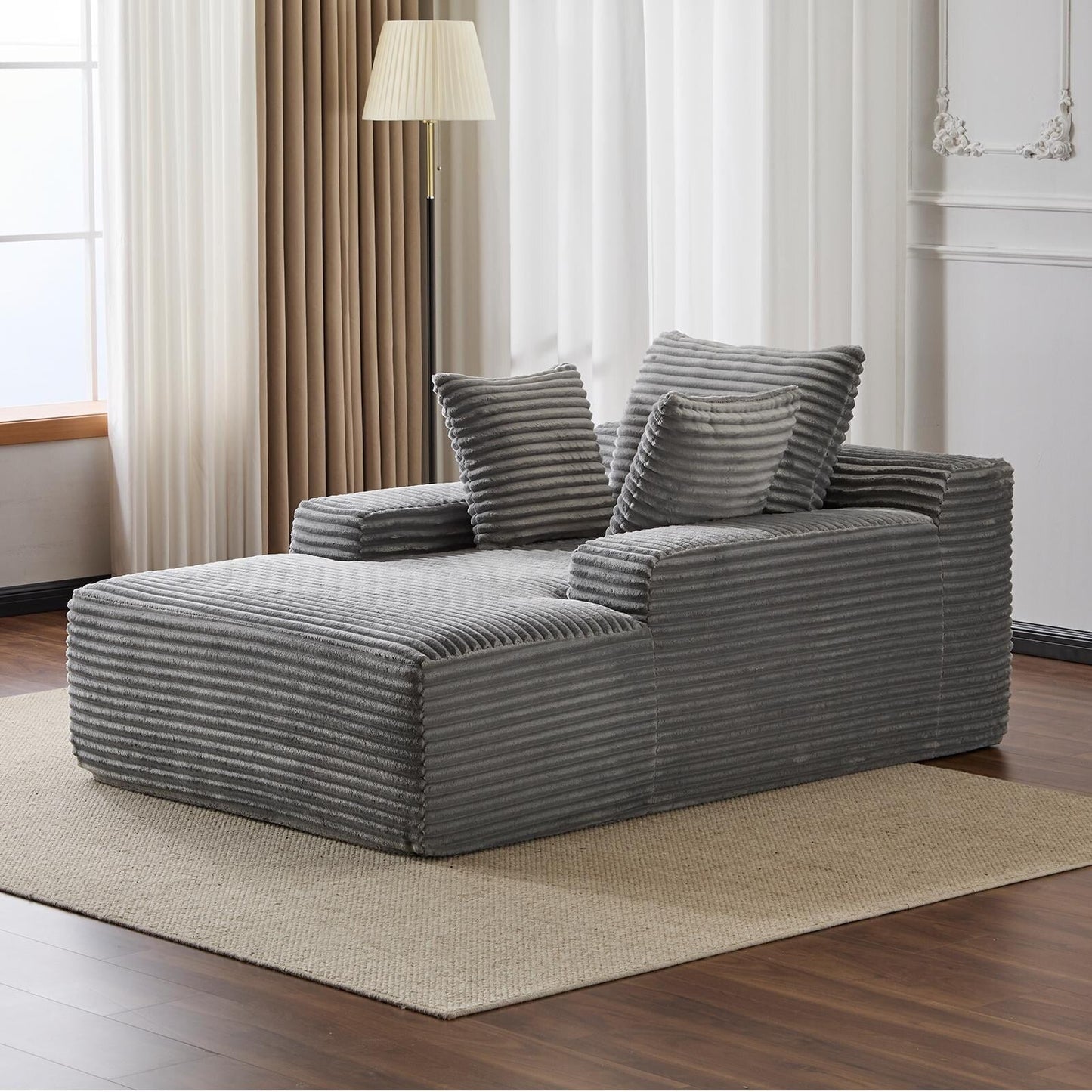 Oversized Chaise Lounge Cloud Couch Plush Corduroy Sleeper Sofa Daybed with Pillows for Living Room No Assembly
