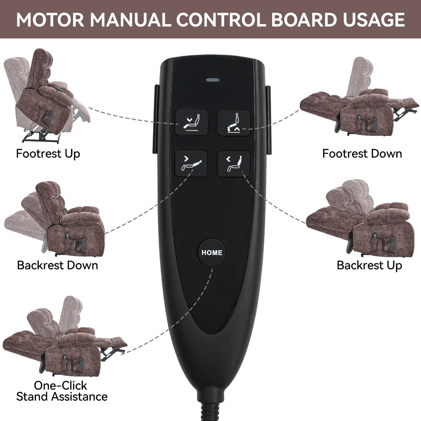 Oversized Chenille Power Lift Recliner Chair with Massage and Lumbar Heating, Charging Port, 180° Lying Flat