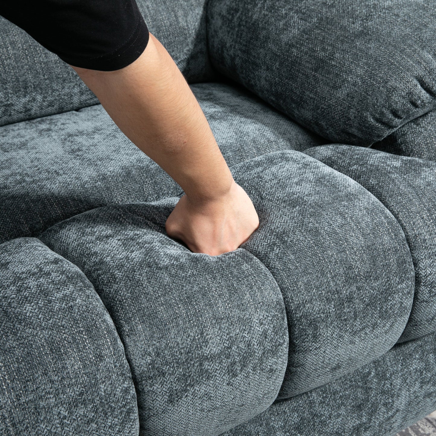 Oversized Chenille Power Lift Recliner Chair with Massage and Lumbar Heating, USB Charge Port