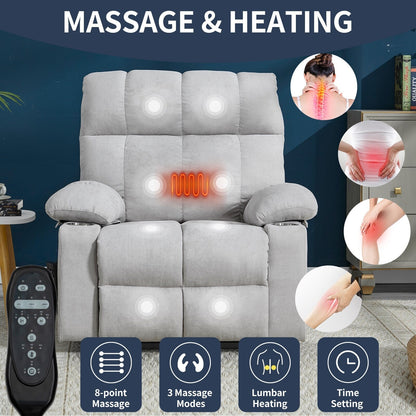Oversized Chenille Power Lift Recliner with Dual Cup Holders