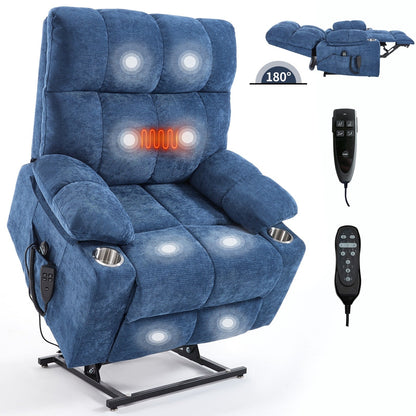 Oversized Chenille Power Lift Recliner with Dual Cup Holders