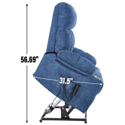 Oversized Chenille Power Lift Recliner with Dual Cup Holders