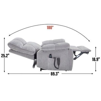 Oversized Chenille Power Lift Recliner with Massage & Heat
