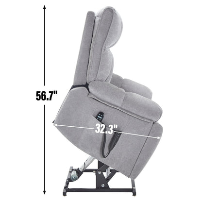 Oversized Chenille Power Lift Recliner with Massage & Heat