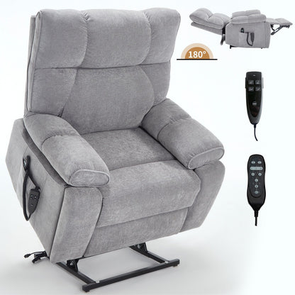 Oversized Chenille Power Lift Recliner with Massage & Heat