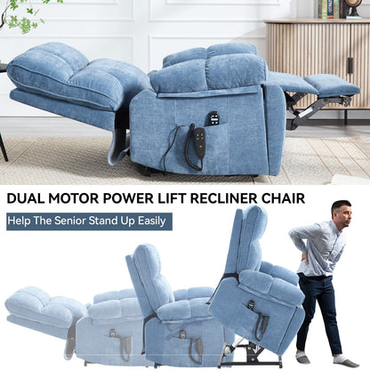 Oversized Chenille Power Lift Recliner with Massage & Heat