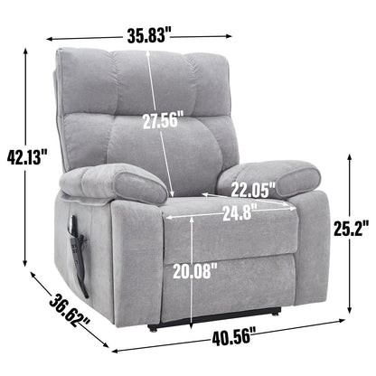 Oversized Chenille Power Lift Recliner with Massage & Heat