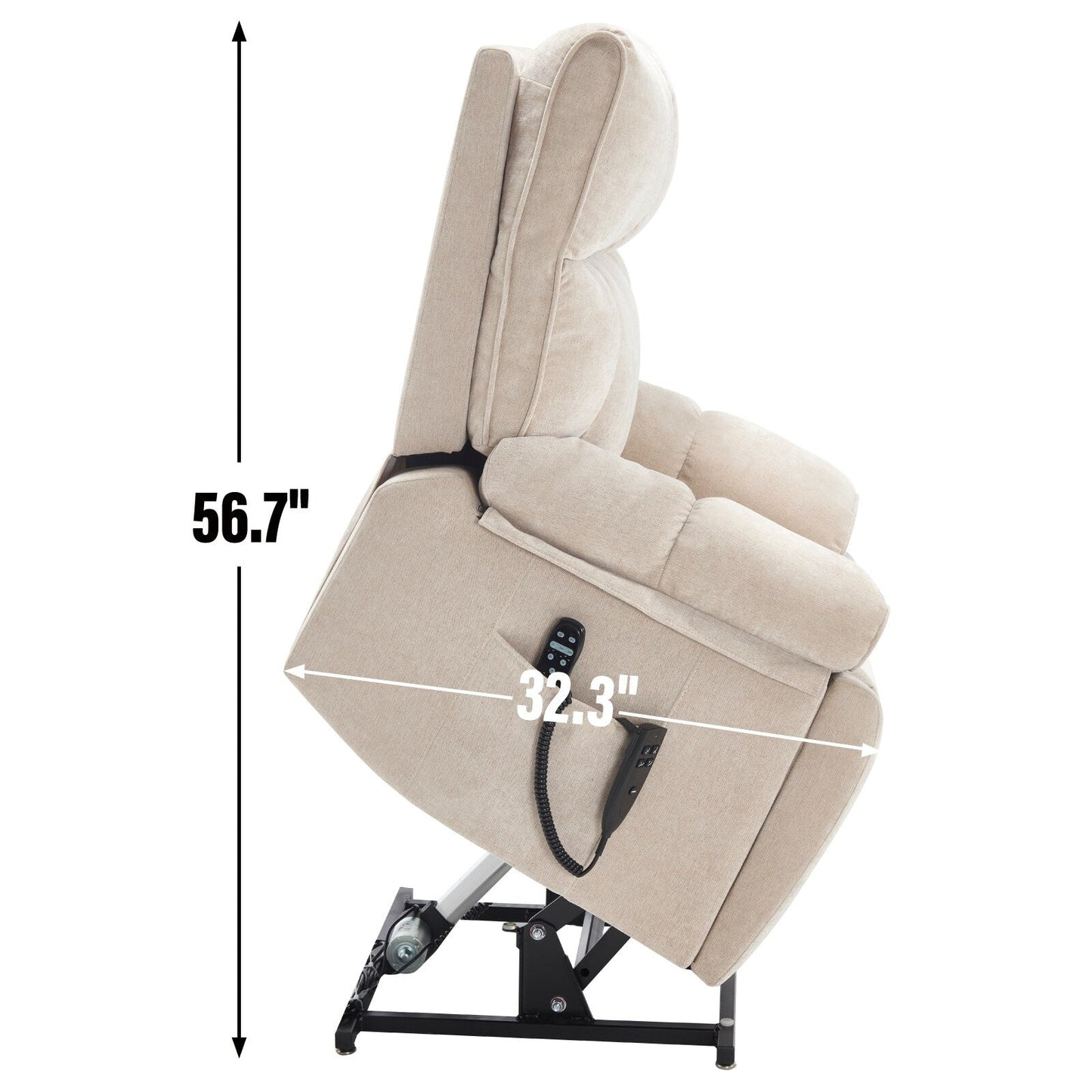 Oversized Chenille Power Lift Recliner with Massage & Heat