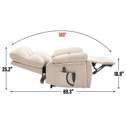 Oversized Chenille Power Lift Recliner with Massage & Heat