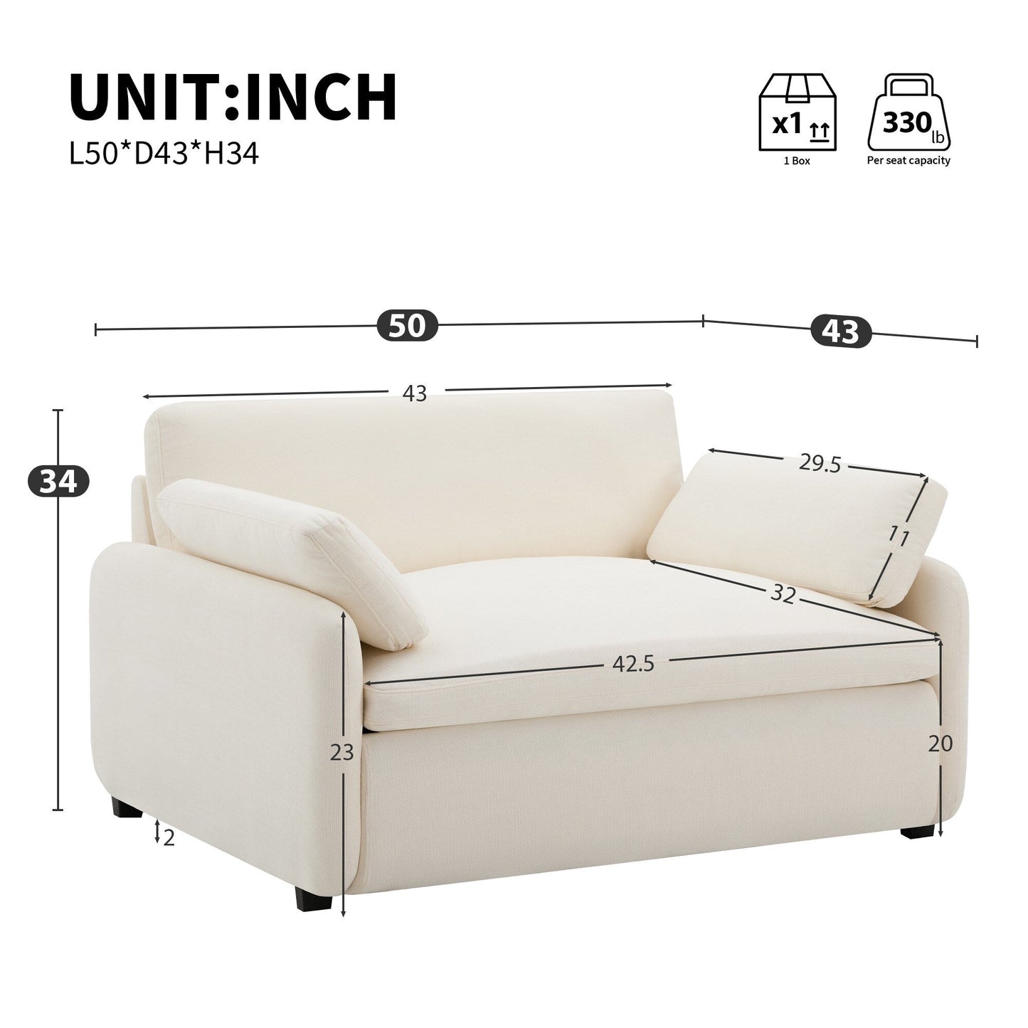 Oversized Chenille Single Sofa Chair â?Wide and Deep Seat Accent Chair with Throw Pillows by Harper&Bright Designs