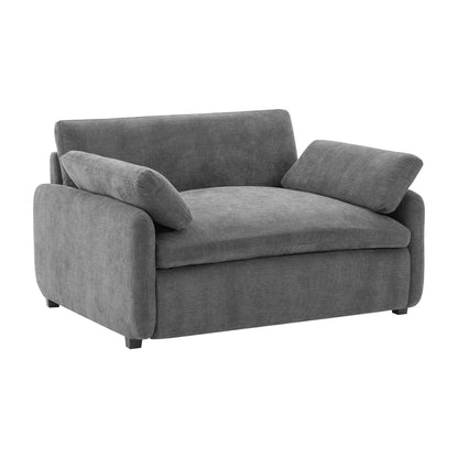 Oversized Chenille Single Sofa Chair â?Wide and Deep Seat Accent Chair with Throw Pillows by Harper&Bright Designs