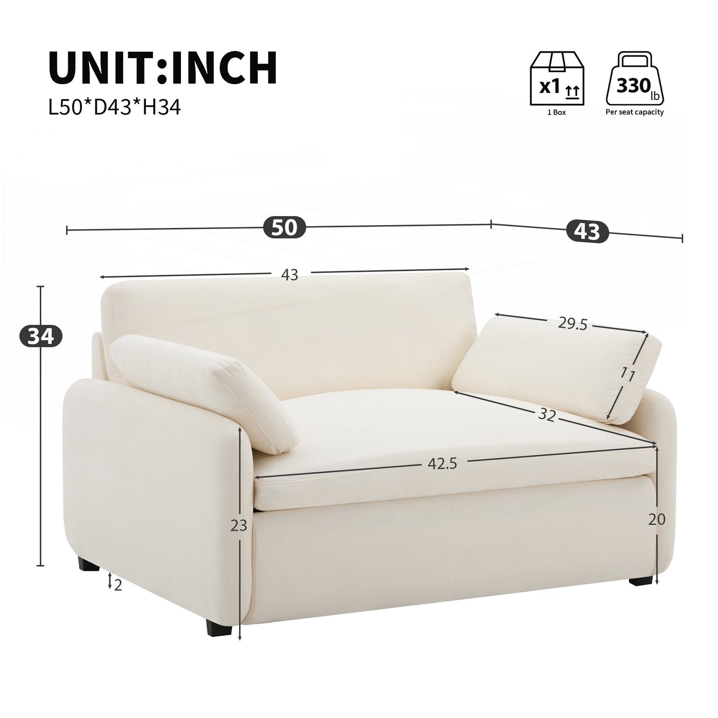 Oversized Chenille Single Sofa Chair