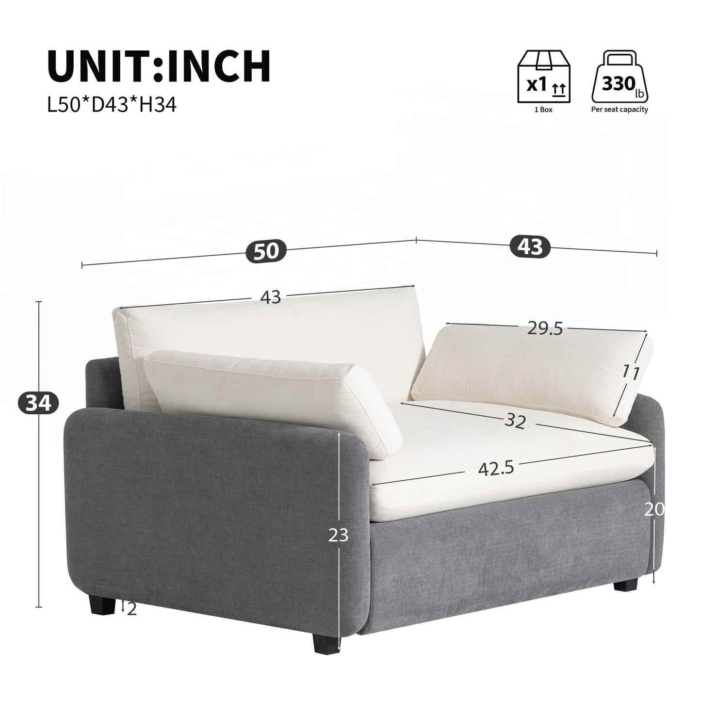 Oversized Chenille Single Sofa Chair