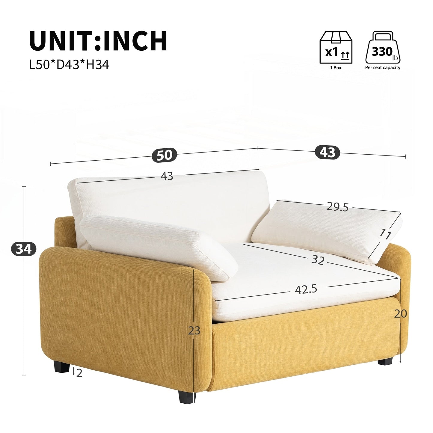 Oversized Chenille Single Sofa Chair