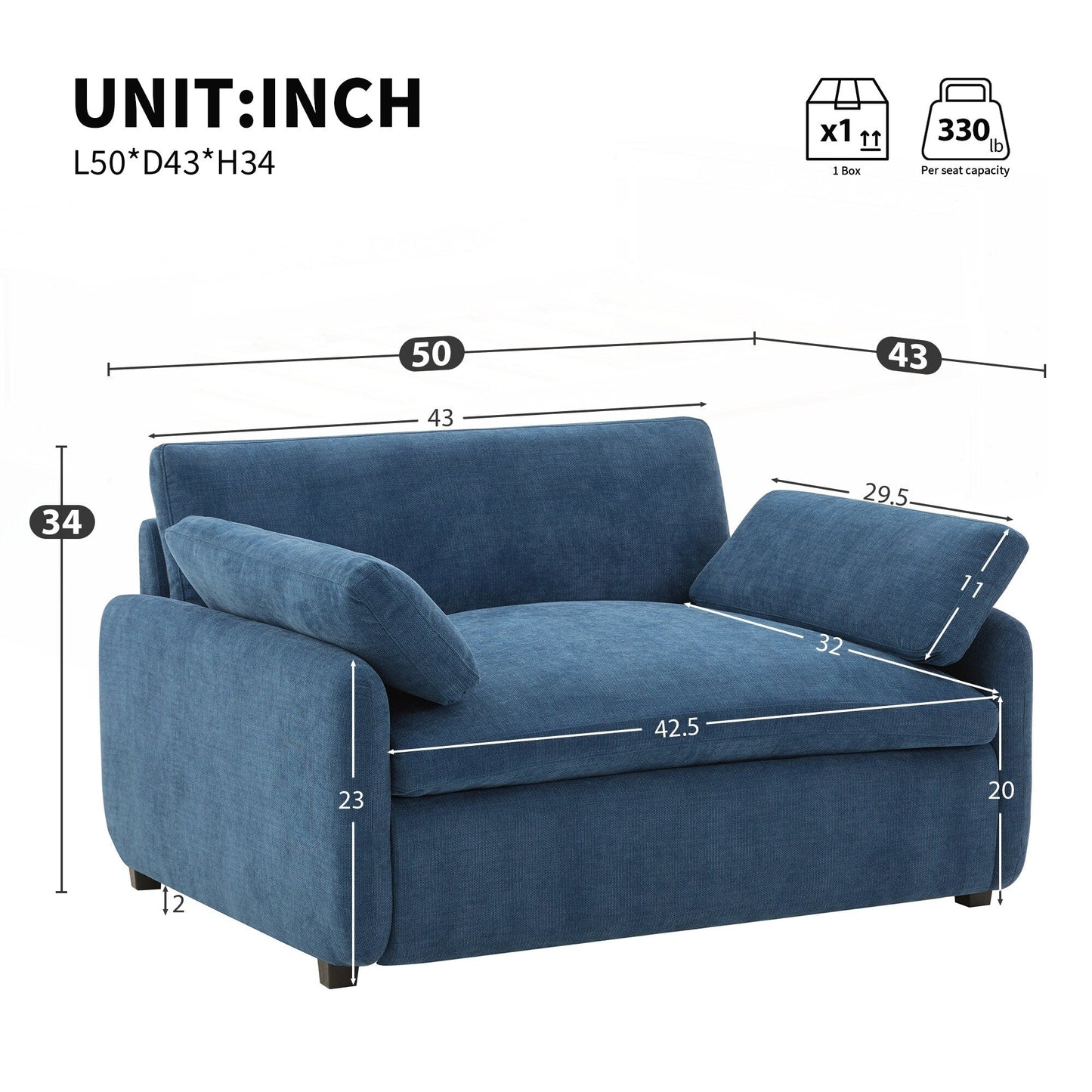 Oversized Chenille Single Sofa Chair