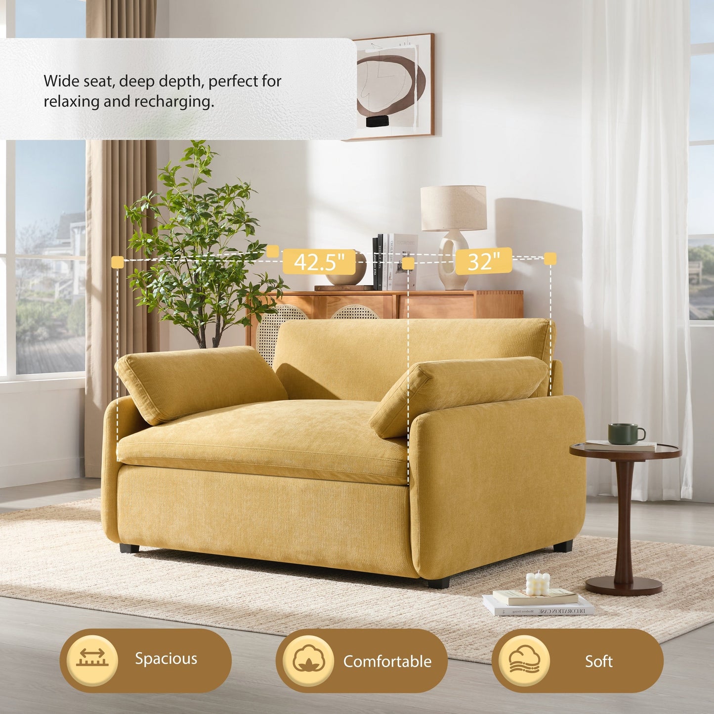 Oversized Chenille Single Sofa Chair