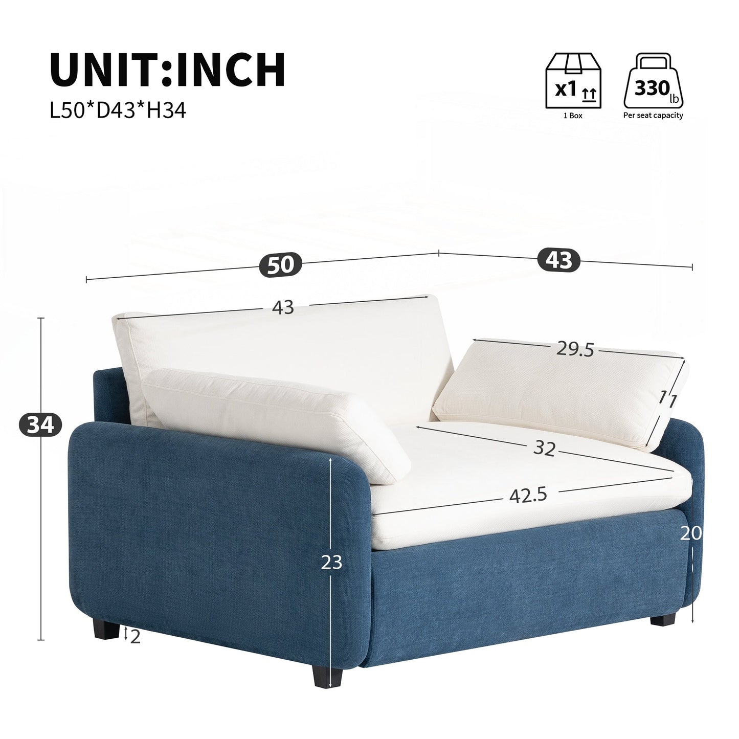 Oversized Chenille Single Sofa Chair