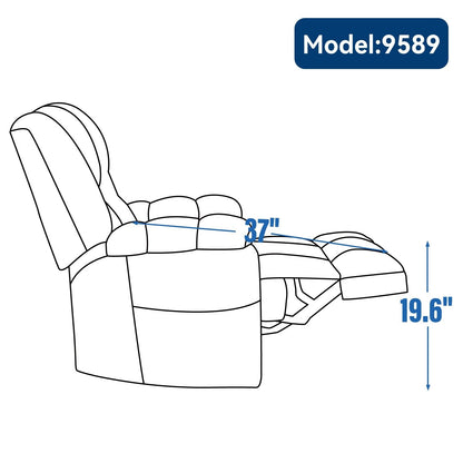 Oversized Chenille Upholstered Power Lift Massage Recliner with Massage, Lumbar Heating, 180Â° Flat Lay