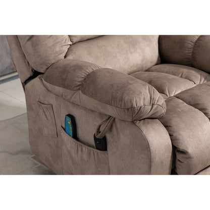 Oversized Chenille Upholstered Power Lift Recliner with 8 Point Massage & Lumbar Heating, Side Pockets