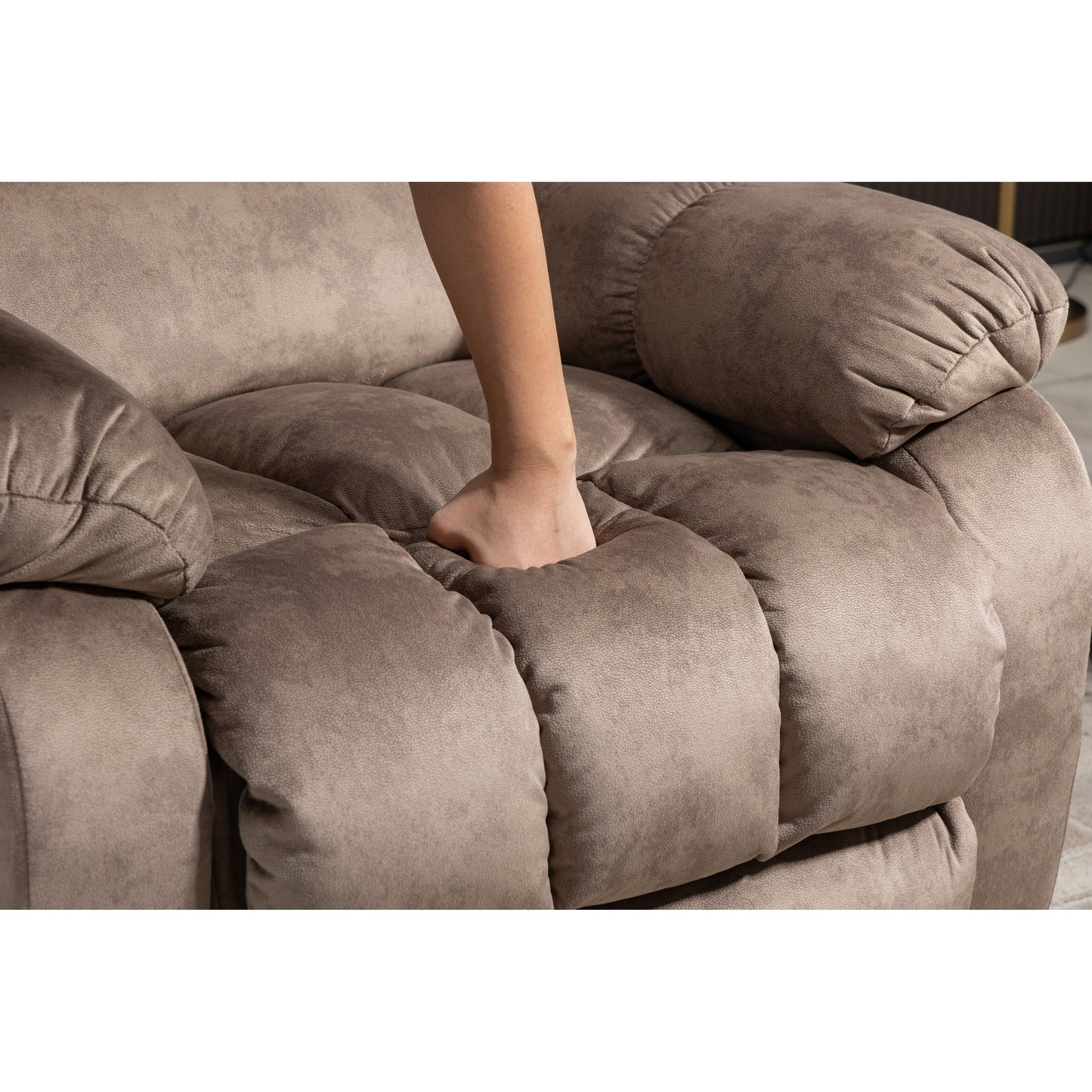 Oversized Chenille Upholstered Power Lift Recliner with 8 Point Massage & Lumbar Heating, Side Pockets