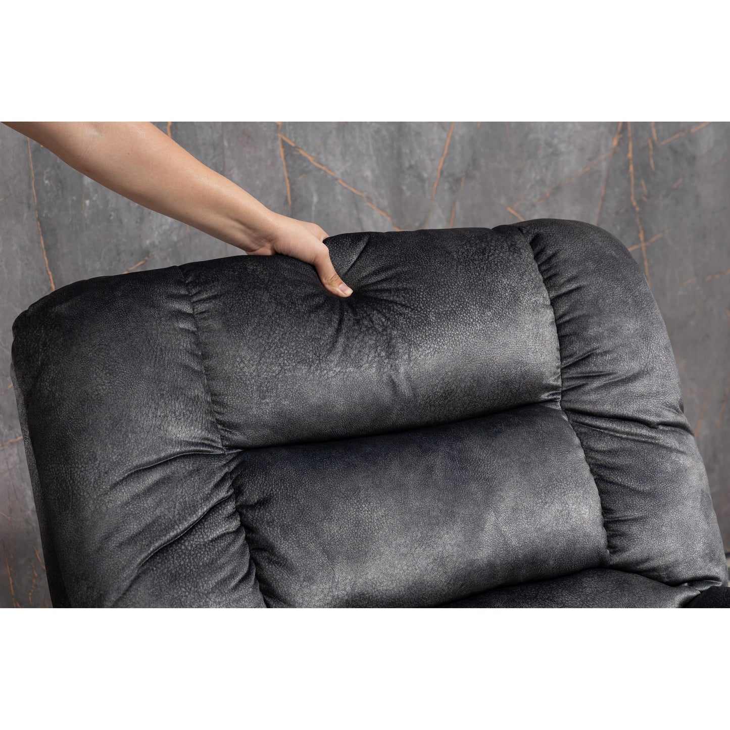 Oversized Chenille Upholstered Power Lift Recliner with 8 Point Massage & Lumbar Heating, Side Pockets