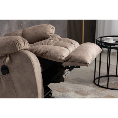 Oversized Chenille Upholstered Power Lift Recliner with 8 Point Massage & Lumbar Heating, Side Pockets