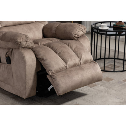 Oversized Chenille Upholstered Power Lift Recliner with 8 Point Massage & Lumbar Heating, Side Pockets