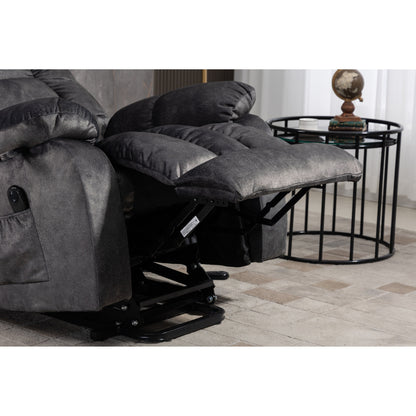 Oversized Chenille Upholstered Power Lift Recliner with 8 Point Massage & Lumbar Heating, Side Pockets