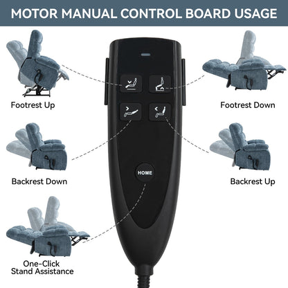 Oversized Dual Motors Infinite Position Power Lift Recliner with 8 Point Massage and Lumbar Heating, Power Remote