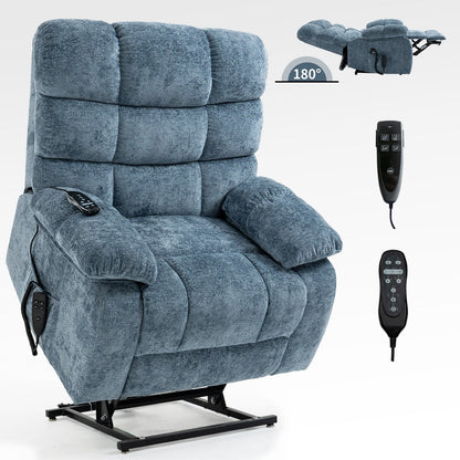 Oversized Dual Motors Infinite Position Power Lift Recliner with 8 Point Massage and Lumbar Heating, Power Remote