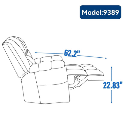 Oversized Fabric Recliner Chair with 360Â° Swivel and Rocking Function, Manual Control for Maximum Comfort