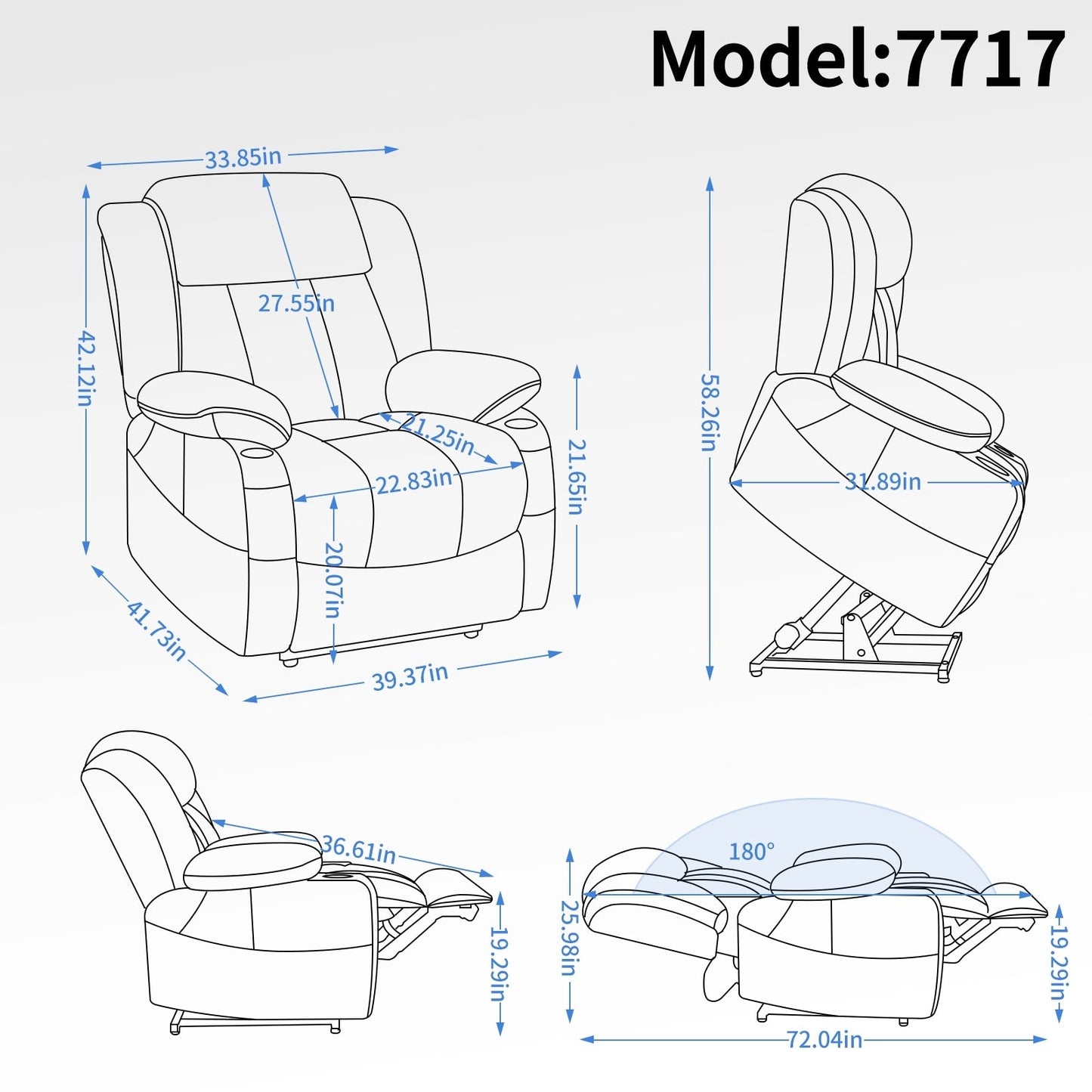 Oversized Faux Leather Power Lift Recliner with Massage & Heating