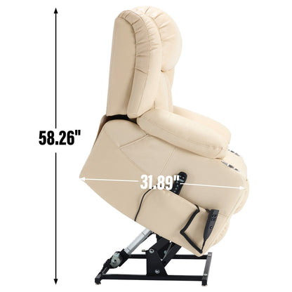 Oversized Faux Leather Power Lift Recliner with Massage & Heating