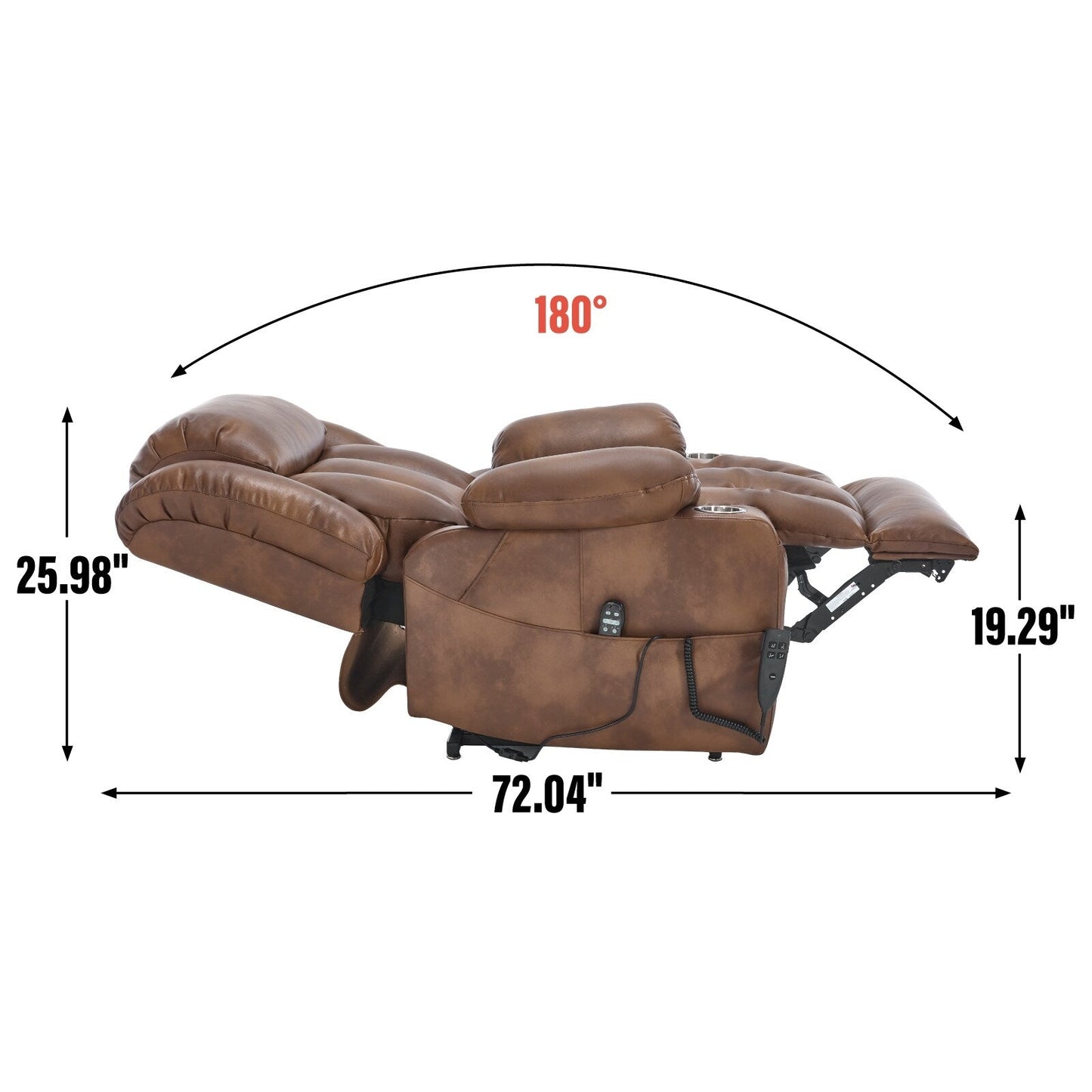 Oversized Faux Leather Power Lift Recliner with Massage & Heating