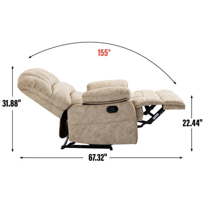 Oversized Manual Fabric Recliner Chair, 155° Recline