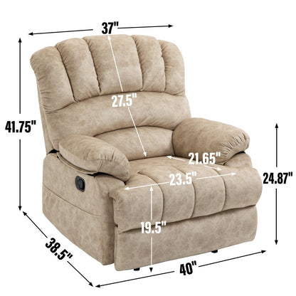 Oversized Manual Fabric Recliner Chair, 155° Recline