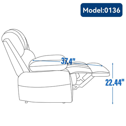 Oversized Manual Fabric Recliner Chair, 155° Recline
