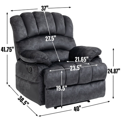 Oversized Manual Fabric Recliner Chair, 155° Recline