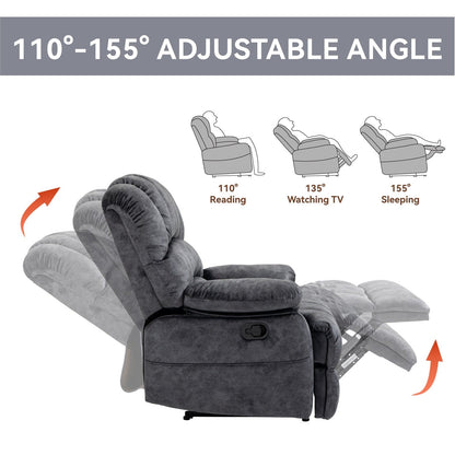 Oversized Manual Fabric Recliner Chair, 155° Recline