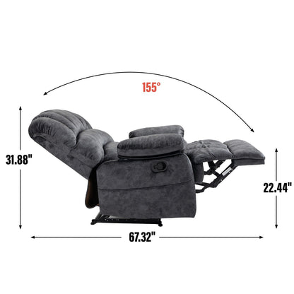 Oversized Manual Fabric Recliner Chair, 155° Recline
