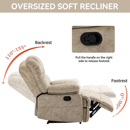 Oversized Manual Fabric Recliner Chair, 155° Recline