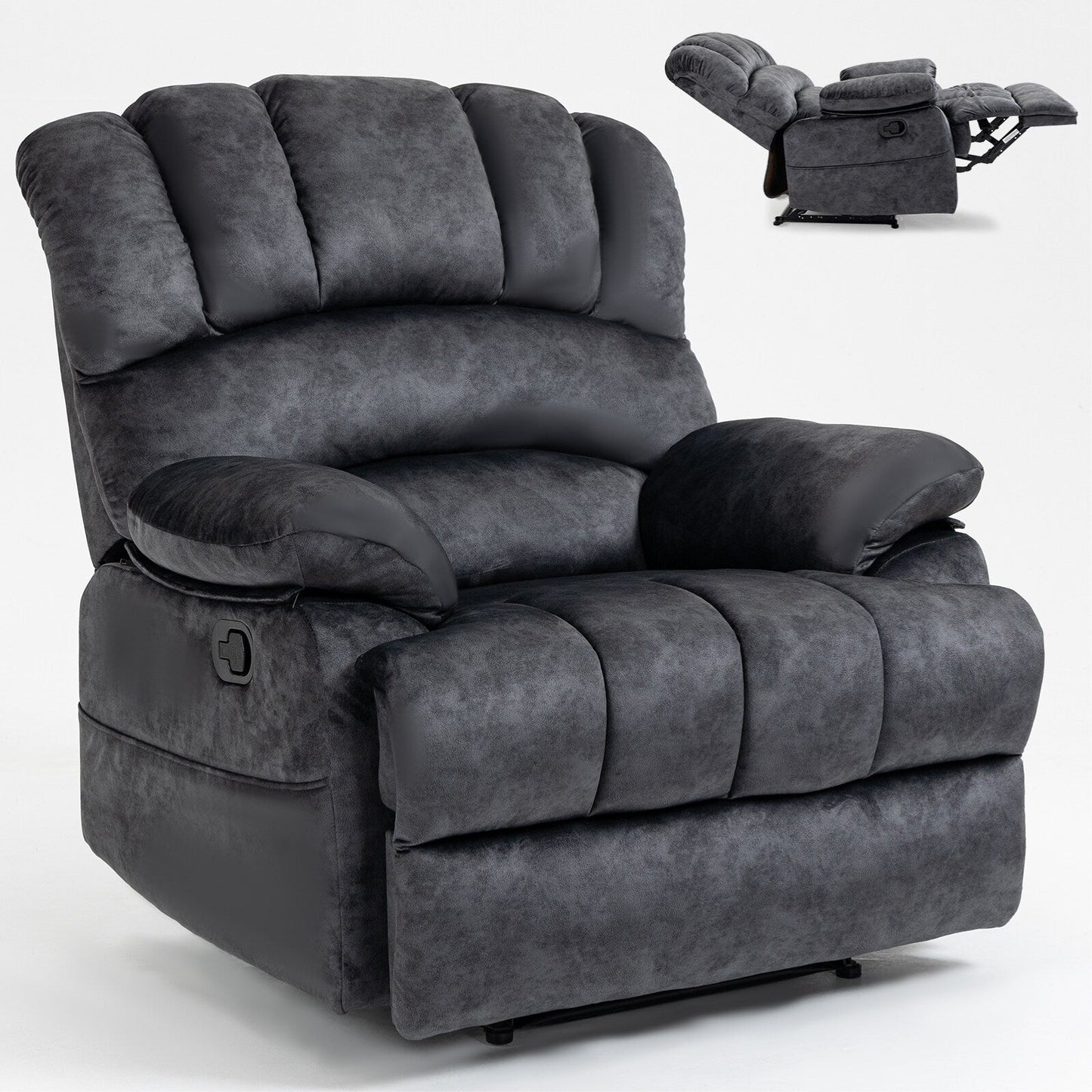 Oversized Manual Fabric Recliner Chair, 155° Recline