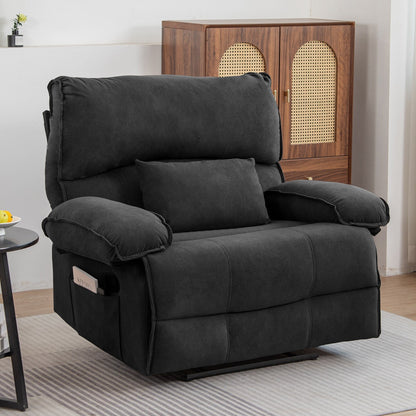 Oversized Manual Recliner Chair Push Back Sofa Velvet Lounge Chair with Massage Pillow for Living Room