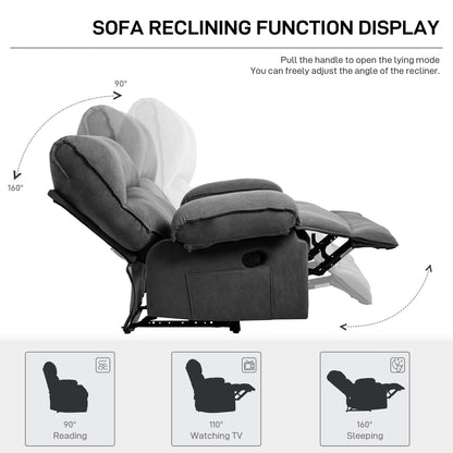 Oversized Manual Recliner Chair Push Back Sofa Velvet Lounge Chair with Massage Pillow for Living Room
