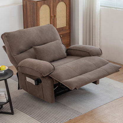 Oversized Manual Recliner Chair Push Back Sofa Velvet Lounge Chair with Massage Pillow for Living Room